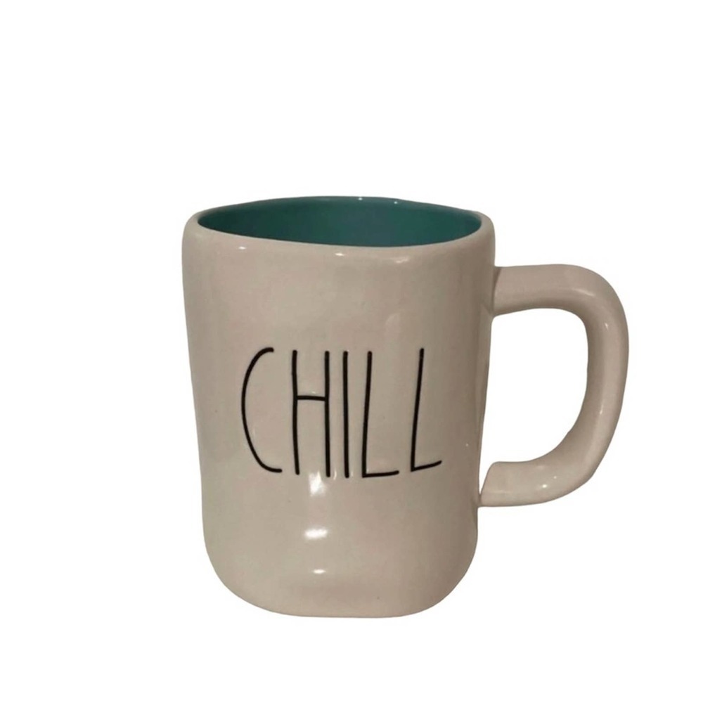 Rae Dunn Chill Mug Cream Turquoise Interior
